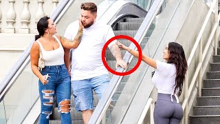 THE BEST ESCALATOR PRANKS COUPLES REACTIONS [upl. by Tilda]