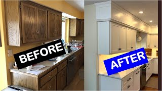 How to Paint Grainy Oak Cabinets and get a SMOOTH Finish [upl. by Ribal659]