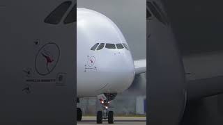 Takeoff of the largest plane in the world Airbus A380 Qantas airlines MelbourneLos Angeles shorts [upl. by Alyl]