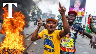 Kenyan police clash with protesters in Nairobi [upl. by Yltnerb]