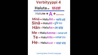 Verbityyppi 4 Haluta  চাওয়া [upl. by Aicittel]