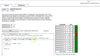 Codingbat  dateFashion Java [upl. by Nosac20]