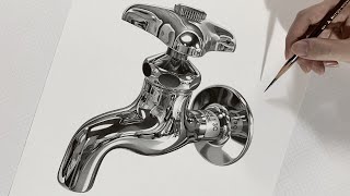 鉛筆画 蛇口を描いてみた・Pencil Drawing a Faucet [upl. by Trever916]