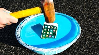 Can Oobleck Protect an iPhone 7 from a Sledgehammer NonNewtonian Fluid [upl. by Payson985]