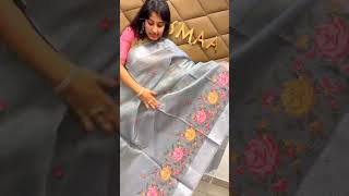 Tissue Kota sarees  cross stitch embroidery mesmaa bridalstore sarees tissuesarees [upl. by Proulx836]