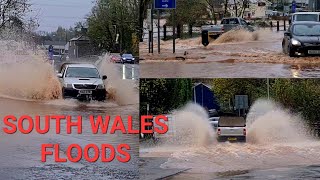 TRAFFIC CHAOS AS FLOODS HIT SOUTH WALES TOWN STORM BERT Abergavenny SouthWales Flood Flooding [upl. by Attelrahs]