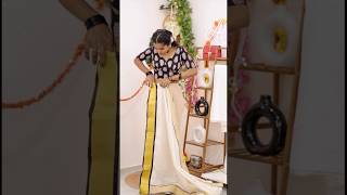 Easy 1 min Settu mundu draping 🥰😘saree settumundu sareedrapping tamilsong chennaistyle [upl. by Savil61]