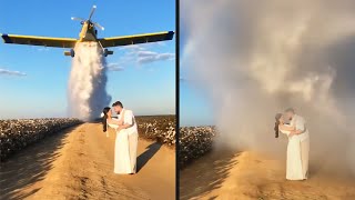 Plane Drops Water On Wedding Couple [upl. by Arreip]