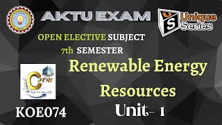 Unit 1  Renewable Energy Resources  AKTU Lecture UniqueSeries  Quick Revision CivilMantraa [upl. by Yevoc]