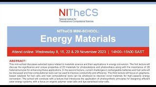 202311  NITheCS Minischool Energy Materials L3 [upl. by Iralav]