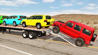 Flatbed Truck Mcqueen  Transportation with Truck  Pothole vs Car 154  BeamNGDrive [upl. by Ammej]