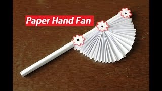 DIY  Paper Craft  How to make dIY hand Fan out of White Papers  Craft Idea [upl. by Ecinaj]