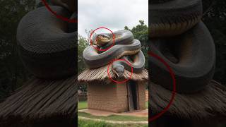 2 big anacondas on thatched roof😱youtubeshorts [upl. by Mutua]