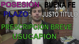 REQUISITOS USUCAPIÓN Y PRESCRIPCIÓN BREVE [upl. by Krista]