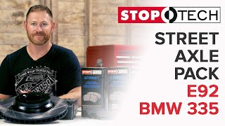 StopTech Brakes Street Axle Pack upgrade for the E92 BMW 335i  MPN 93434011 [upl. by Aicilic]