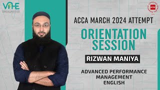 VIFHE  ACCA APM English  Orientation Session for March 2024 Attempt  Rizwan Maniya [upl. by Addiel390]