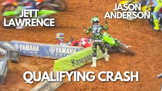 JETT LAWRENCE AND JASON ANDERSON QUALIFYING CRASH BIRMINGHAM [upl. by Sanjay]