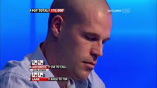 Patrick Antonius vs Phil Laak  Classic Hands  Premier League Poker  partypoker [upl. by Devonna]