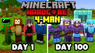 We Survived 100 days In Hardcore Minecraft With Four People Squads [upl. by Dronski947]