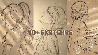 40 sketches ideas 🤍🌷 aesthetic sketches [upl. by Marlee364]