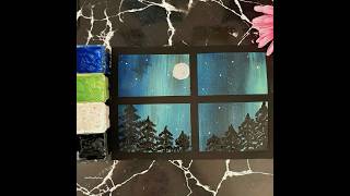 Easy northern lights painting tutorial beginners painting northernlights aurora youtubeshorts [upl. by Otit552]