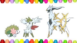 Pokemon Coloring Pages for kids Shaymin and Arceus [upl. by Iver44]