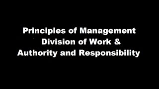 Principles of management Part  1 Division of work  Authority amp Responsibility  Business Studies [upl. by Tonia]