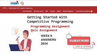 NPTEL Getting Started with Competitive Programming Week 9 Programming Assignment Quiz Solution 2024 [upl. by Yoko890]