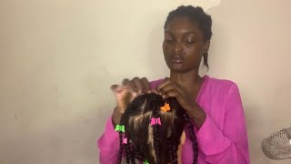 ASMRScratching in between braids with gum cracking sounds [upl. by Vetter782]