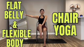 20 Minutes Flat Belly amp Flexible Body  Chair Yoga All Levels [upl. by Alamak]