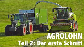 Lohnunternehmen Agrolohn Der erste Schnitt – Mähen Häckseln Ladewagen [upl. by Eneloj]