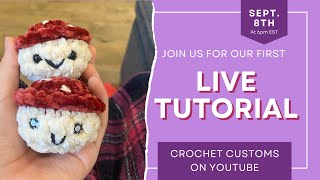 Mini Mushie Live Crochet Tutorial 🍄 How to Crochet a Mini Mushie  Crochet DIY mushroom [upl. by Ettelorahc]