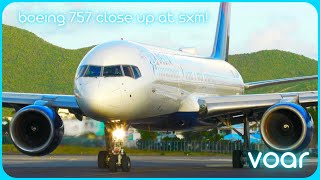 Delta Boeing 757200 jetblast takeoff from St Maarten [upl. by Callida]