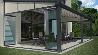 Pergola Roof and Sliding Stackable Glass Walls with Screens [upl. by Jedlicka]