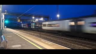 Rugeley Trent Valley Railway Station 390153 AWC Pendolino passes on 1A52 on 27th October 2024 [upl. by Anuhsal]