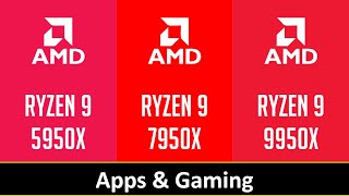 RYZEN 9 5950X vs RYZEN 9 7950X vs RYZEN 9 9950X [upl. by Erdreid259]