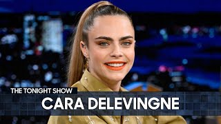 Cara Delevingne Talks Living in Jimmys Apartment and Performs a Magic Trick Extended [upl. by Buckie]