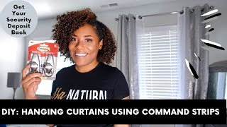 HOW TO HANG CURTAINS WITH COMMAND HOOKS NO HOLES OR TOOLS APARTMENT FRIENDLY [upl. by Nnaeed]