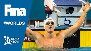 Markus Deibler  Interview 100m Individual  2014 FINA World Swimming Championships Doha [upl. by Enilrek]