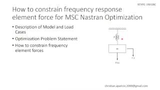 How to constrain element forces for frequency response analysis – MSC Nastran Optimization [upl. by Nnaylrebmik]