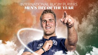 Duhan van der Merwe scores International Rugby Players Mens Try of the Year 2023 [upl. by Erlin398]