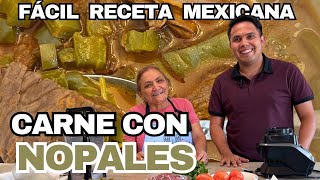 Cómo hacer Carne con Nopales Fácil receta mexicana [upl. by Hannus]