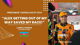 Lando Norris Post Race Interview Azerbaijan GP 2024 [upl. by Notnil]