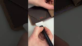 Making a Traditional Leather Wallet for Order 136829 shorts leathercraft asmr [upl. by Siahc]