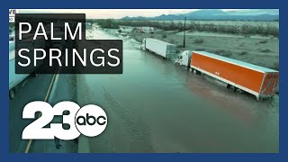 Interstate 10 in affected by flooding in Palm Springs [upl. by Ahola375]