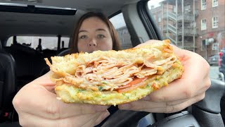 TURKEY PESTO SANDWICH AND FRIED PICKLES MUKBANG [upl. by Bevus]