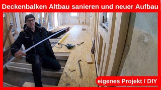 Deckenbalken Altbau nivellieren und ausgleichen  neuer Bodenaufbau  Trockenbau Holzbau DIY Drywall [upl. by Ahsead]