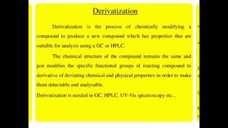 DERIVATIZATION IN GAS CHROMATOGRAPHY [upl. by Nodlew]