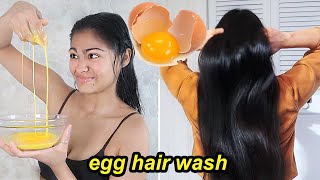 EGG HAIR MASK FOR EXTREME HAIR GROWTH  My egg hair wash routine [upl. by Schroth10]