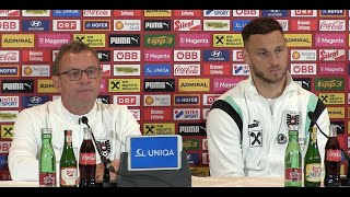 ÖFB Pressekonferenz mit Teamchef Ralf Rangnick amp Marko Arnautović vor dem Länderspiel gegen Serbien [upl. by Harper737]